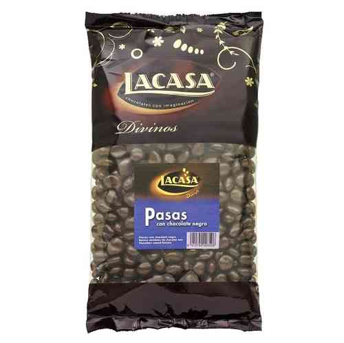 Pasas con chocolate negro Lacasa. 500 grs.